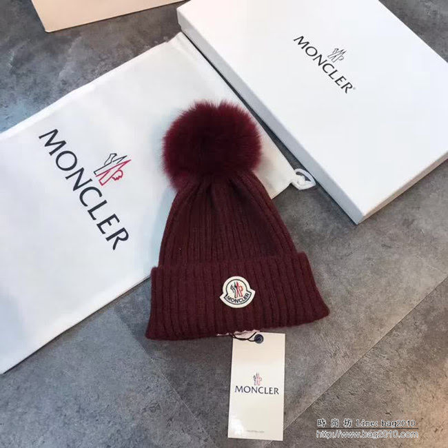 MONCIER蒙口 毛線配狐狸毛球 經典針織羊毛帽 LLWJ8470
